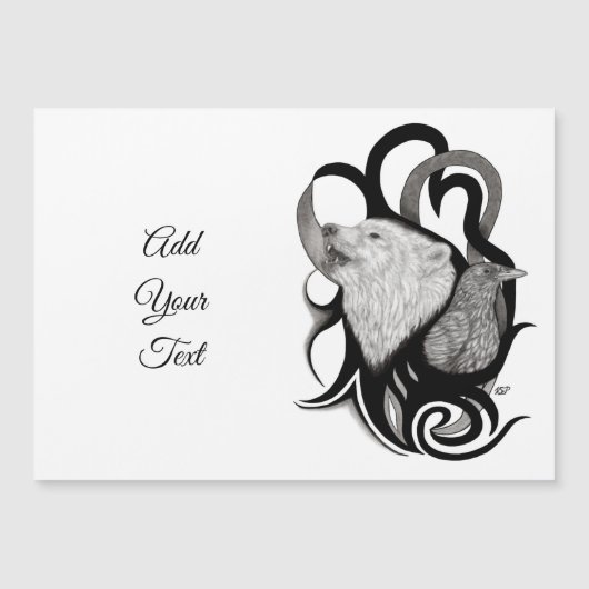 レイヴン・トライバル・アートを持つホワイトウルフ (正面)