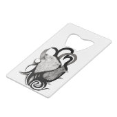 レイヴン・トライバル・アートを持つホワイトウルフ クレジットカード栓抜き (正面アングル)
