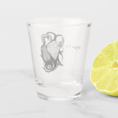 レイヴン・トライバル・アートを持つホワイトウルフ ショットグラス (裏面)