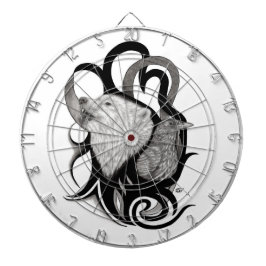 レイヴン・トライバル・アートを持つホワイトウルフ ダーツボード