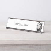 レイヴン・トライバル・アートを持つホワイトウルフ デスクネームプレート (正面)