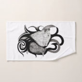 レイヴン・トライバル・アートを持つホワイトウルフ バスタオルセット (ハンドタオル)