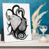 レイヴン・トライバル・アートを持つホワイトウルフ フォトプラーク (側面)