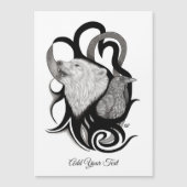 レイヴン・トライバル・アートを持つホワイトウルフ マグネット招待状 (正面)