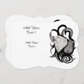 レイヴン・トライバル・アートを持つホワイトウルフ 招待状 (正面/裏面)