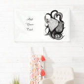 レイヴン・トライバル・アートを持つホワイトウルフ 横断幕 (インサイチュ)