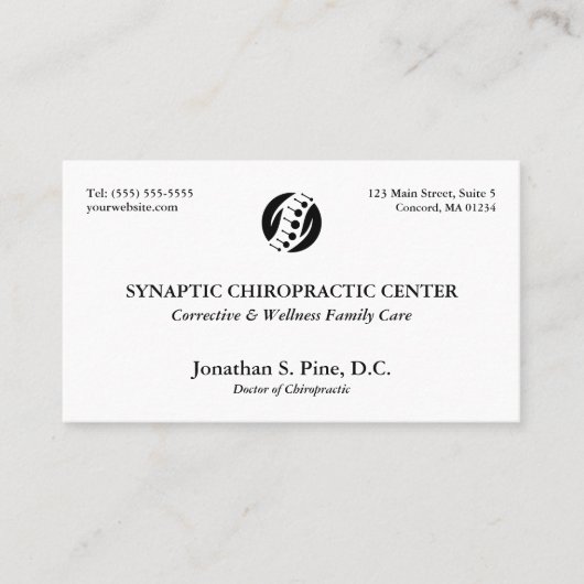 レイ伝統的アウトカイロプラクティックアポイントメントカード 名刺 (正面)