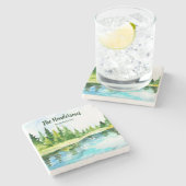 レイ素朴クハウスユアネームロケーションパーソナライズされた  ストーンコースター (横)