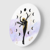 *~*レイ結晶コズミックブラック金ゴールド女神ムーン ラージ壁時計 (傾斜)