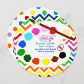 レイ絵画ンボーアートパーティー、水玉模様、ストライプ 招待状 (正面/裏面)