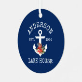 レイ航海のクハウスいかりウィンターフローラブルー メタルオーナメント (正面左)