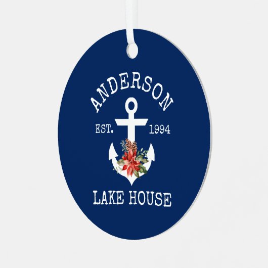 レイ航海のクハウスいかりウィンターフローラブルー メタルオーナメント (正面左)