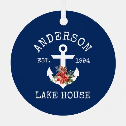 レイ航海のクハウスいかりウィンターフローラブルー メタルオーナメント (裏面)