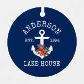 レイ航海のクハウスいかりウィンターフローラブルー メタルオーナメント (正面)