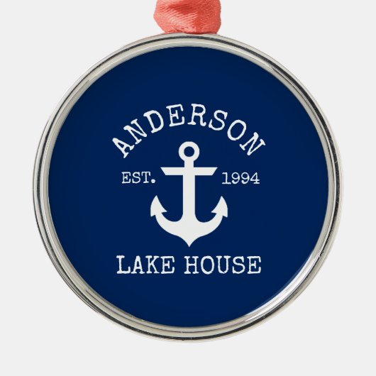 レイ航海のクハウスいかりファミリーネームブルー メタルオーナメント (正面)