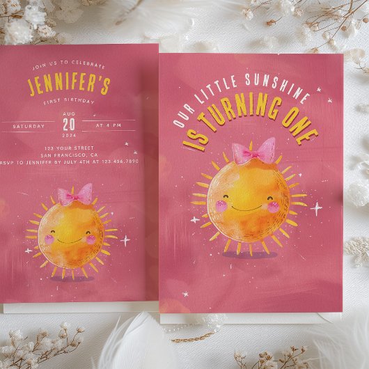 レイ・オブ・ジョイ - サンシャイン ファースト バースデー パーティー 招待状