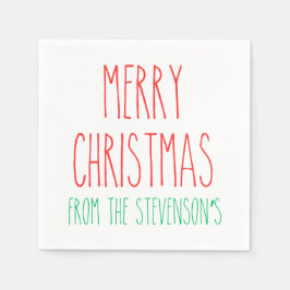 レイ・ダンインスパイアン・メリーパーソナライズされた・クリスマス スタンダードカクテルナプキン