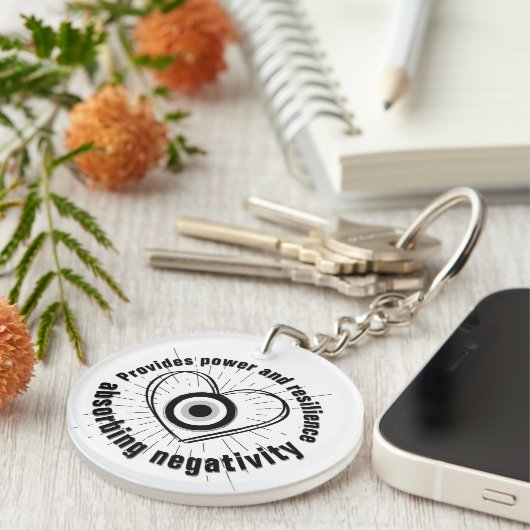 レイ、ハート、黒悪の眼の保護モノグラム | キーホルダー (正面右)