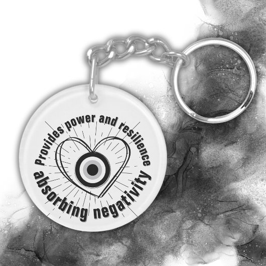 レイ、ハート、黒悪の眼の保護モノグラム | キーホルダー