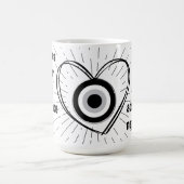 レイ、ハート、黒悪の眼の保護モノグラム | モーフィングマグカップ (中央)