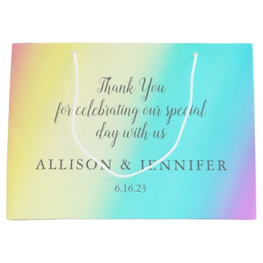 レウかわいらしン結婚ボーパーソナライズされた ラージペーパーバッグ (正面)