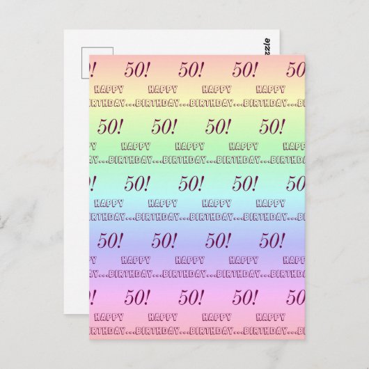 レウパーソナライズされたエレガントンストライプボー誕生日50 ポストカード (正面/裏面)
