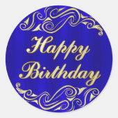 レエレガントガルゴールデンタイポグラフィハッピーバースデー ラウンドシール (正面)