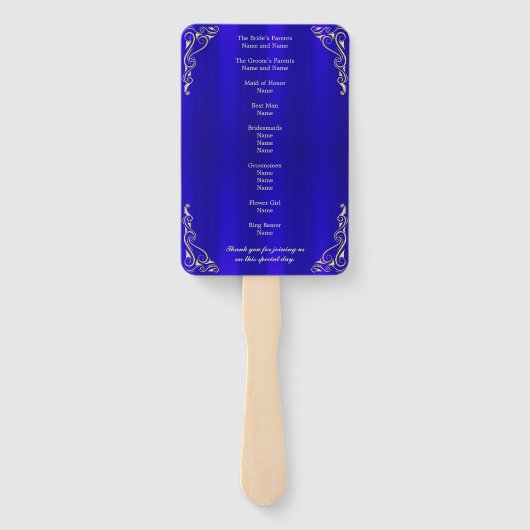 レエレガントガルゴールデンタイポグラフィ結婚式 プログラム ハンドファン (裏面)