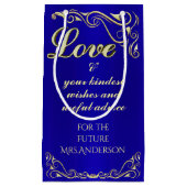 レエレガントガルゴールデン王室のとブルーブライダルシャワー スモールペーパーバッグ (正面)