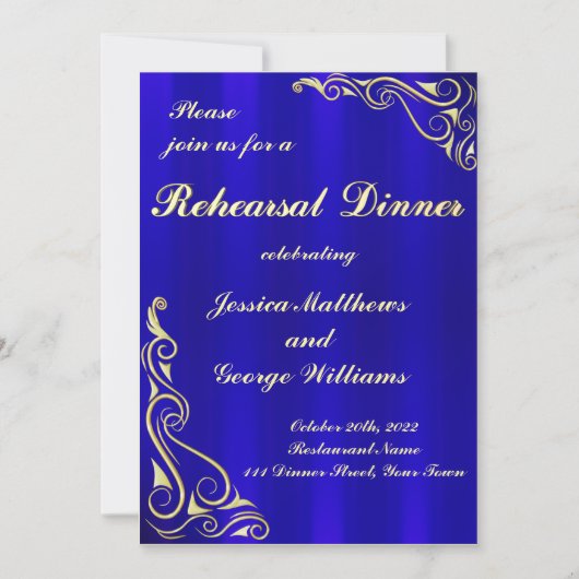 レエレガントガルゴールデン王室のブルーリハーサルディナー 招待状 (正面)