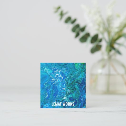 レエレガントースアゲート2 -ブルーアクア スクエア名刺 (スタンド正面)