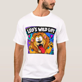 レオのワイルドライフ 楽しい漫画 ライオン レトロ 90年代 アニメ Tシャツ