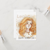 レオの女の子の誕生日カード カード (正面/裏面インサイチュ)