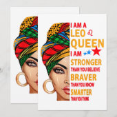 レオの女王 私は強い面白い誕生日プレゼント 招待状 (正面/裏面)