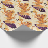 レオの(占星術の)十二宮図のライオンのGoldenOrangeの水彩画のギフト用包装紙 ラッピングペーパー (角)