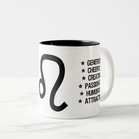 レオの(占星術の)十二宮図の印("ライオン") ツートーンマグカップ (正面右)