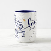 レオの(占星術の)十二宮図の濃紺及び金ゴールドの誕生のマグ マグカップ (中央)