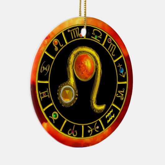 レオの(占星術の)十二宮図の誕生日の宝石の黄色のトパーズの金ゴールド セラミックオーナメント (右)