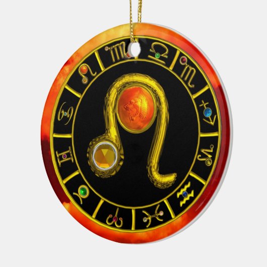 レオの(占星術の)十二宮図の誕生日の宝石の黄色のトパーズの金ゴールド セラミックオーナメント (左)