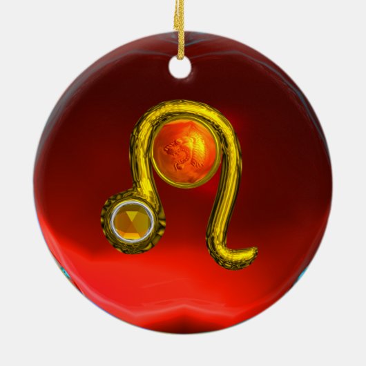 レオの(占星術の)十二宮図の誕生日の宝石の黄色のトパーズの金ゴールド セラミックオーナメント (裏面)