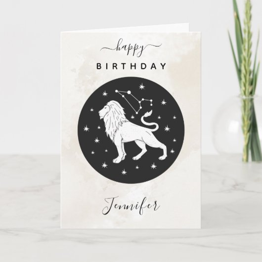 レオアストロロジー〔占星術の〕十二宮図スターサイン占星術大理石 カード (正面)