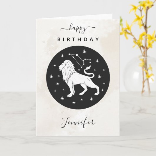 レオアストロロジー〔占星術の〕十二宮図スターサイン占星術大理石 カード (黄色い花)