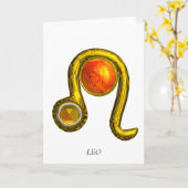 レオイエロトパス&金ゴールド〔占星術の〕十二宮図誕生日 カード (黄色い花)