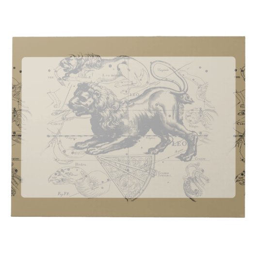レオコンステレーションマップHevelius 1690上のTaupe ノートパッド (正面)