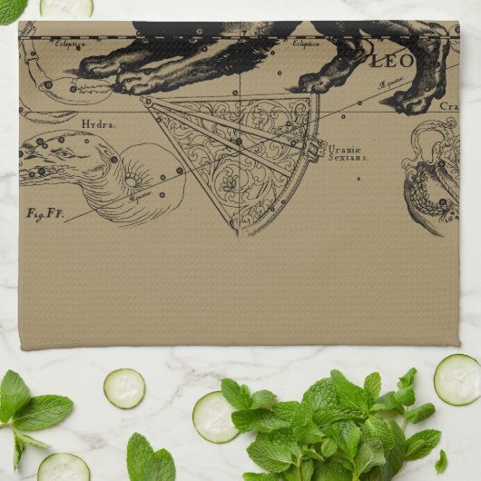 レオコンステレーション1690年頃の地図ヘベリアス キッチンタオル (折り畳み)