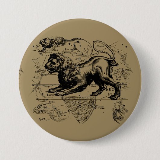 レオコンステレーション1690年頃の地図ヘベリアス 缶バッジ (正面)