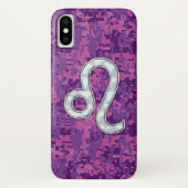 レオサインオンピンクガーリー明るい赤紫色デジタル迷彩柄 Case-Mate iPhoneケース (裏面)