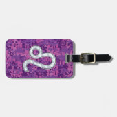 レオサインオンピンク明るい赤紫色デジタルカモフラージュ ラゲッジタグ (正面横)