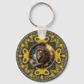 レオサイン肯定金ゴールドイエローフラクタルマンダラ キーホルダー (裏面)