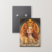 レオサンサイン星占い7月威厳がある誕生日 缶バッジ (正面/裏面)